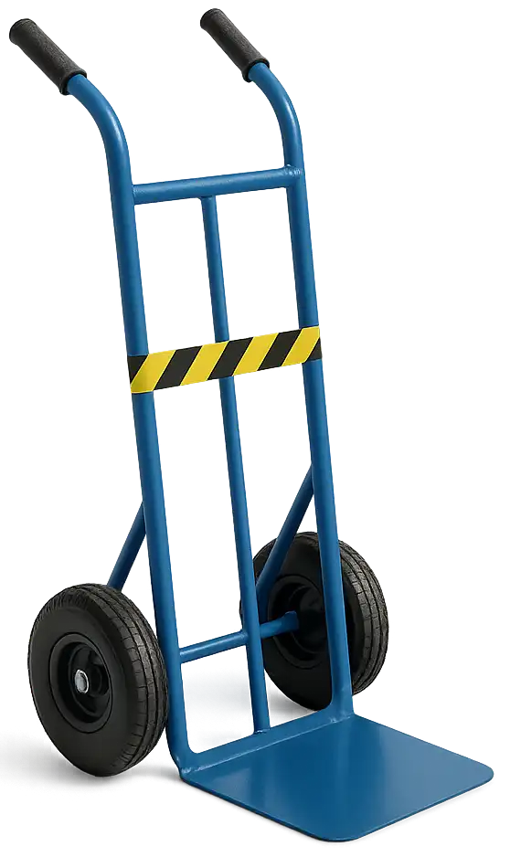Niebieski wózek dwukołowy transportowy